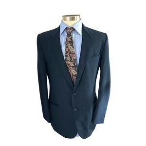 Vtg Reed St James Made in USA Blue Pinstriped Suit Jacket Sz 44L Sports Coat